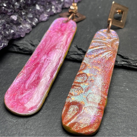 Hand Crafted Iridescent Dangle Earrings - Picture 10 of 15